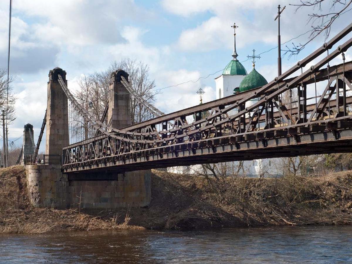 Цепной мост остров Псковская область